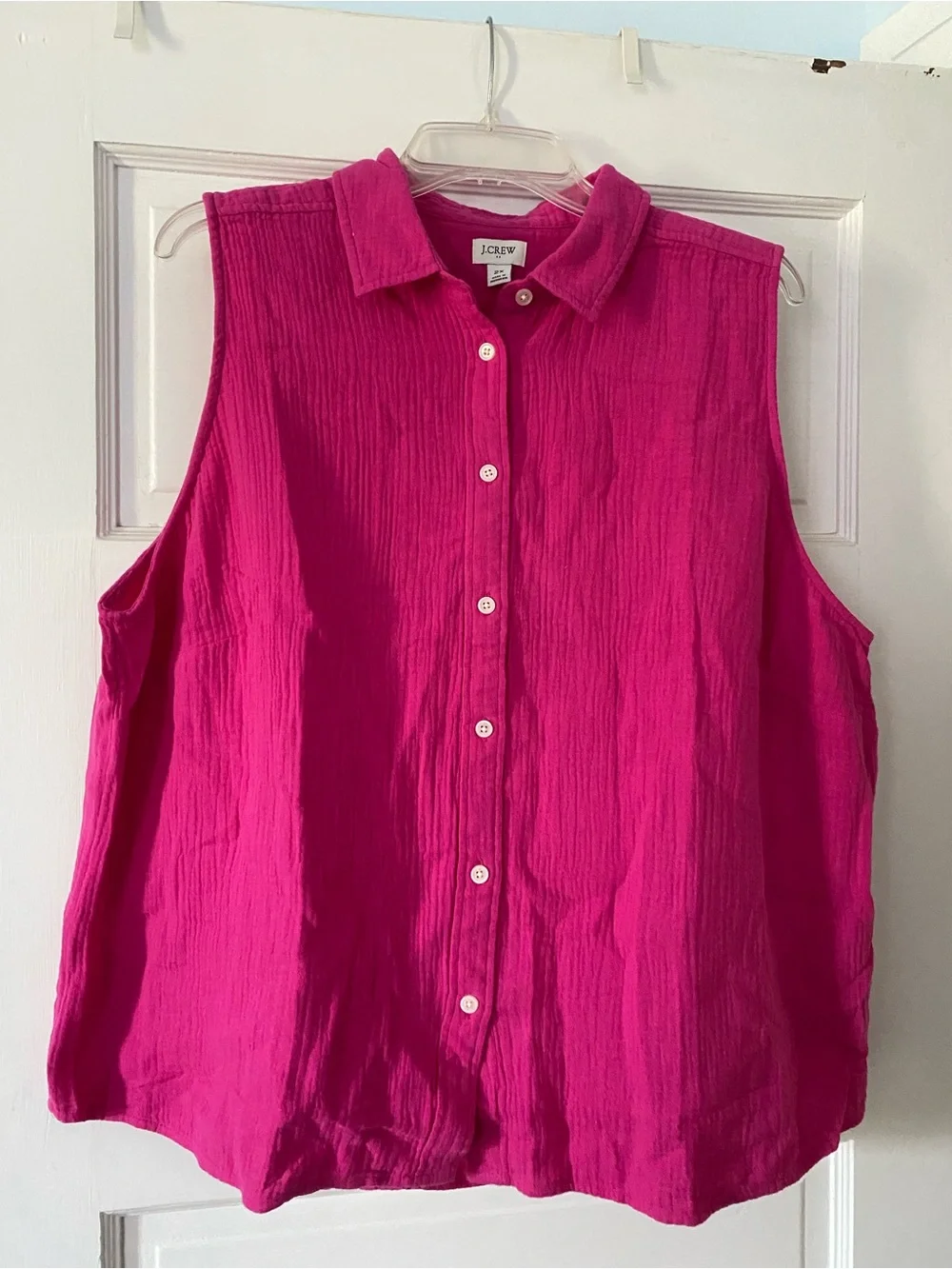 NWT NEW J. Crew Gauze Button Down Sleeveless Top Pink 2X